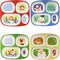 4E's Novelty Kids Christmas Divided Plates – 4-Pack BPA-Free Melamine Holiday Dinnerware 1000-Character De